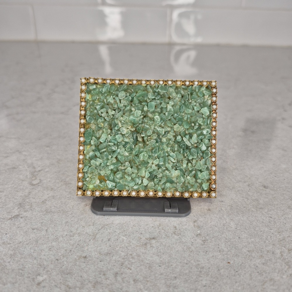 Vintage‎ Trickettes by Weisner Of Miami Brass Aventurine Compact Case Mirror
